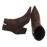 Bottines marron en suédine élégantes à talon-Annelisa_