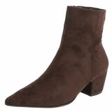 Bottines marron en suédine élégantes à talon-Annelisa_