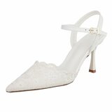 Romantische witte slingback pumps met kantdetails-Ifra_