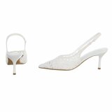 Escarpins slingback blancs élégants en dentelle-Mary_