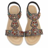 Sandales bohèmes noires avec pierres colorées-Bernica_