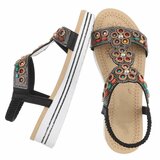 Sandales bohèmes noires avec pierres colorées-Bernica_
