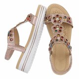 Sandales bohèmes champagne avec pierres colorées-Bernica_
