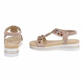 Sandales bohèmes champagne avec pierres colorées-Bernica_