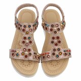 Sandales bohèmes champagne avec pierres colorées-Bernica_