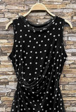 Zwarte mesh midi jurk met witte stippen_