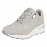 Grijze sneakers met wedge zool en zilveren details-Ingeborg_