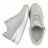 Grijze sneakers met wedge zool en zilveren details-Ingeborg_