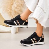 Zwarte sneakers met gouden details voor dames-Anatoli_