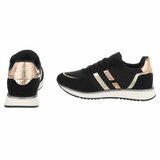 Zwarte sneakers met gouden details voor dames-Anatoli_