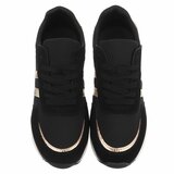 Zwarte sneakers met gouden details voor dames-Anatoli_