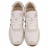 Licht grijze sneakers met gouden details voor dames-Anatoli_