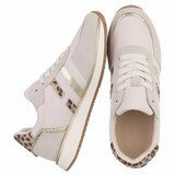 Licht grijze sneakers met gouden details voor dames-Anatoli_