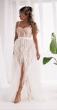 Witte tule jurk met nude ondertoon, split en kanten corset_
