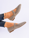 Beige strass ballerina’s met gespbandje-Arnaz_