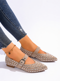 Beige strass ballerina’s met gespbandje-Arnaz_