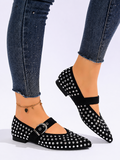 Zwarte strass ballerina’s met gespbandje-Arnaz_