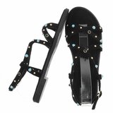 Zwarte sandalen met turquoise details en studs-Lorena_