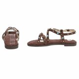 Bruine sandalen met turquoise details en studs-Lorena_