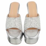 Zilveren platform slippers met parels en strass-Annica_