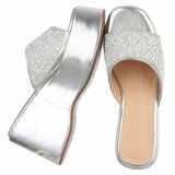 Zilveren platform slippers met parels en strass-Annica_