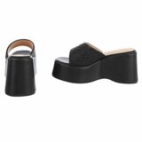 Zwarte platform slippers met parels en strass-Annica_