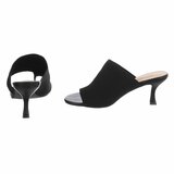 Zwarte knit mule hakken met open teen – Eloria_
