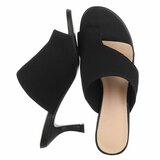 Zwarte knit mule hakken met open teen – Eloria_