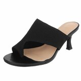 Zwarte knit mule hakken met open teen – Eloria_