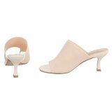 Beige knit mule hakken met open teen – Eloria_
