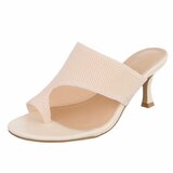 Beige knit mule hakken met open teen – Eloria_