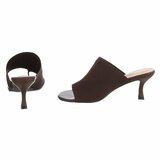 Bruine knit mule hakken met open teen – Eloria_