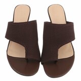 Bruine knit mule hakken met open teen – Eloria_