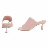 Roze knit mule hakken met open teen – Eloria_