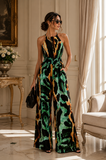 Combinaison fashion vert-orange-noir à imprimé _