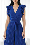Elegante blauwe plisse jumpsuit_
