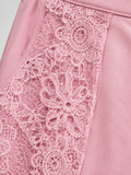 Roze kanten co-ord set met crop top en wide leg broek_