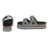 Boho zwarte luxe plateau slippers met parels en strass-Aviva_