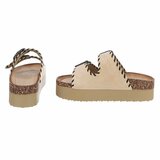 Beige plateau slippers met dubbele gesp-Dita_