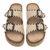 Beige plateau slippers met dubbele gesp-Dita_