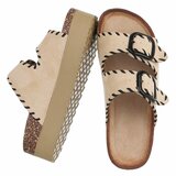 Beige plateau slippers met dubbele gesp-Dita_