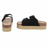 Zwarte plateau slippers met dubbele gesp-Dita_
