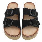 Zwarte plateau slippers met dubbele gesp-Dita_
