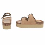 Kaki plateau slippers met dubbele gesp-Dita_