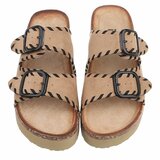 Kaki plateau slippers met dubbele gesp-Dita_