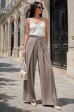 Taupe elegante palazzo broek met wijde pasvorm_