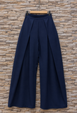 Donkerblauwe elegante palazzo broek met wijde pasvorm_