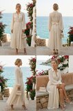 Luxe lange hemdjurk in crème met strikceintuur – elegante resort chic stijl_