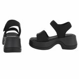 Zwarte platform sandalen met comfortabele zool-Danique_