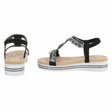 Zwarte plateau sandalen met strass en elastische hielband-Helma_